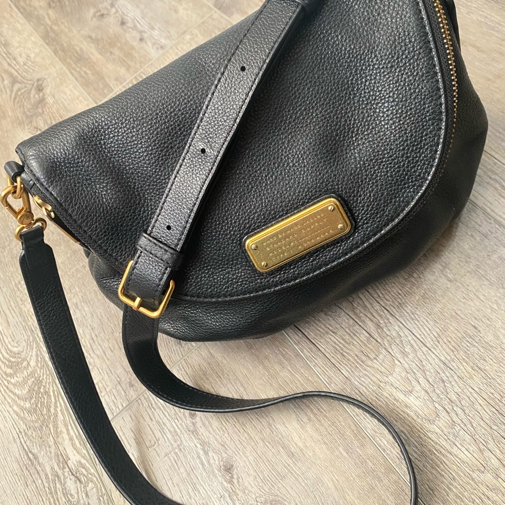 Marc Jacobs Black Crossbody Bag with Gold Accents
